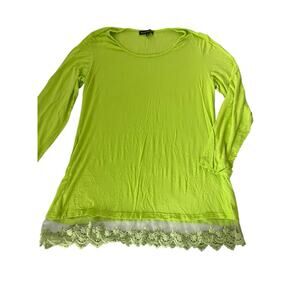 Ronnie Salloway Green Long Sleeve Lace Trim Blouse Shirt Women's Size XL